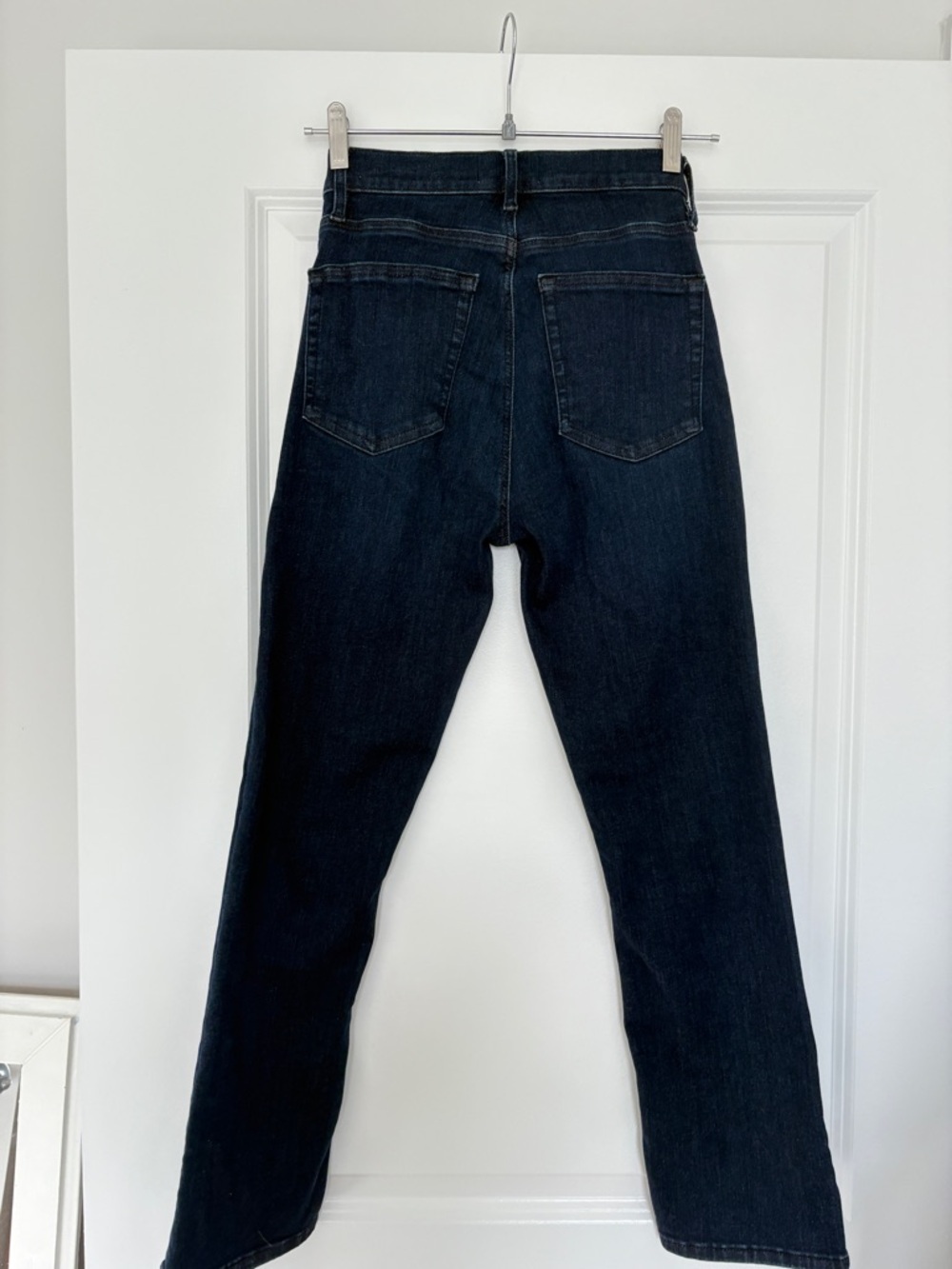 FRAME sz. 26 Women's Le High Straight Jeans Dark Wash cropped Stretch High-rise - Picture 3 of 10